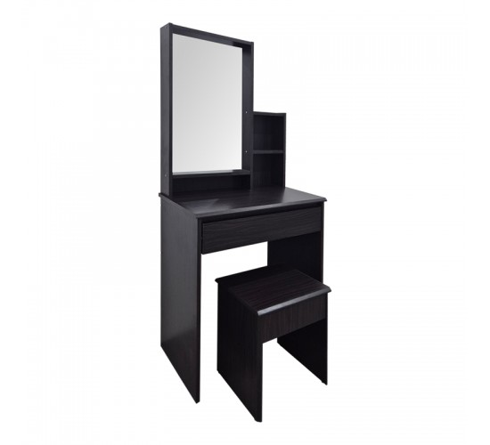 Τουαλέτα κρεβατοκάμαρας Larnia με καθρέπτη και σκαμπό wenge 65x40x142εκ Υλικό: 15mm Particle Board 383-000140