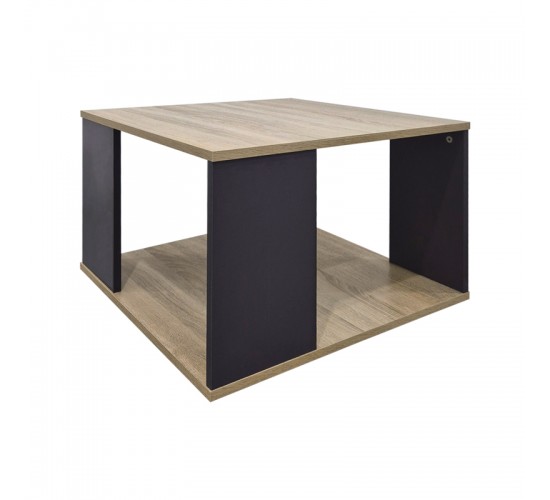 Τραπέζι σαλονιού Zelegan sonoma-ανθρακί 60x60x39εκ Υλικό: 15mm Particle Board 383-000141