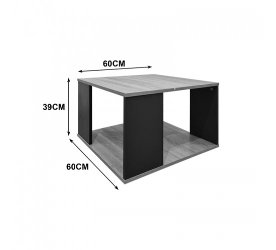 Τραπέζι σαλονιού Zelegan sonoma-ανθρακί 60x60x39εκ Υλικό: 15mm Particle Board 383-000141