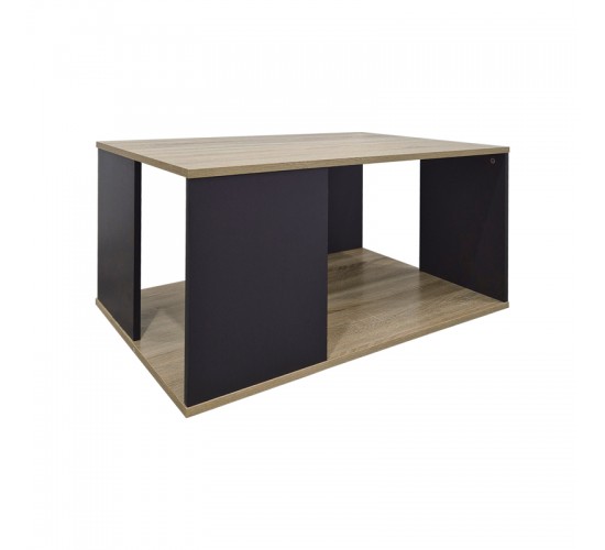 Τραπέζι σαλονιού Zelegan sonoma-ανθρακί 90x90x44.5εκ Υλικό: 15mm Particle Board 383-000142