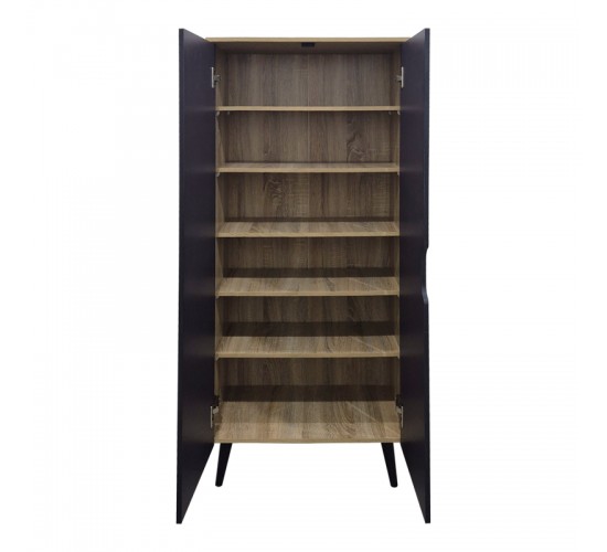 Παπουτσοθήκη-ντουλάπα Oufelia sonoma-ανθρακί 60x32.5x134.5εκ Υλικό: 12mm  Particle Board 383-000151