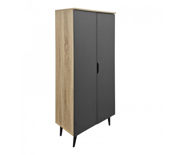 Παπουτσοθήκη-ντουλάπα Oufelia sonoma-ανθρακί 60x32.5x134.5εκ Υλικό: 12mm  Particle Board 383-000151