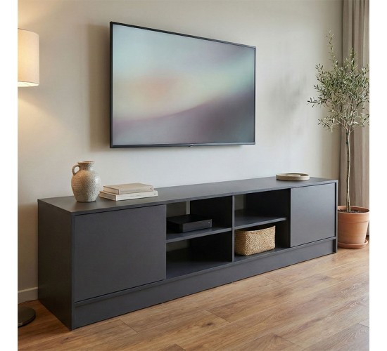Έπιπλο τηλεόρασης Tivia ανθρακί 180x35x41.5εκ Υλικό: 12mm Particle Board 383-000152