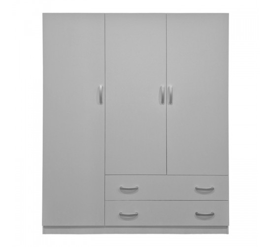 Ντουλάπα τρίφυλλη με 2 συρτάρια Alvia λευκή 150x51x180εκ Υλικό: 15mm Particle Board 383-000161