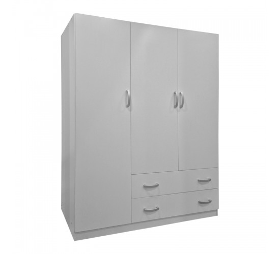 Ντουλάπα τρίφυλλη με 2 συρτάρια Alvia λευκή 150x51x180εκ Υλικό: 15mm Particle Board 383-000161