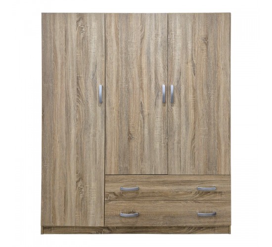 Ντουλάπα τρίφυλλη με 2 συρτάρια Alvia sonoma 150x51x180εκ Υλικό: 15mm Particle Board 383-000162