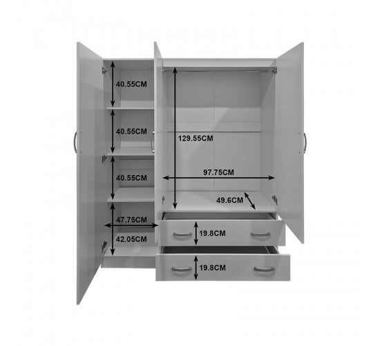 Ντουλάπα τρίφυλλη με 2 συρτάρια Alvia sonoma 150x51x180εκ Υλικό: 15mm Particle Board 383-000162