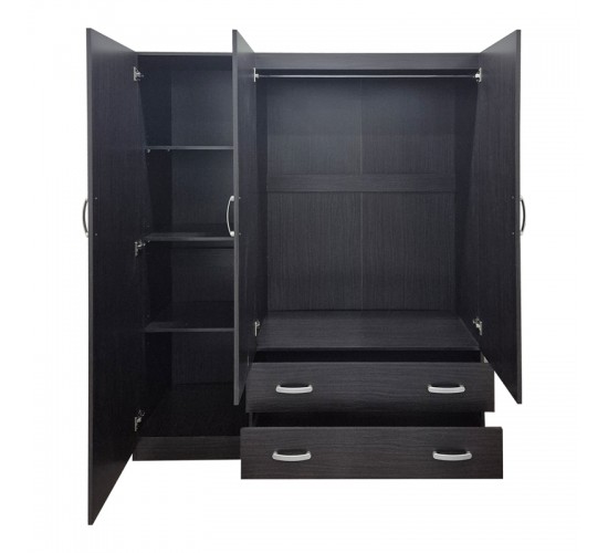 Ντουλάπα τρίφυλλη με 2 συρτάρια Alvia wenge150x51x180εκ Υλικό: 15mm Particle Board 383-000163