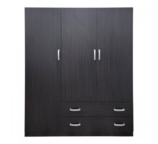 Ντουλάπα τρίφυλλη με 2 συρτάρια Alvia wenge150x51x180εκ Υλικό: 15mm Particle Board 383-000163