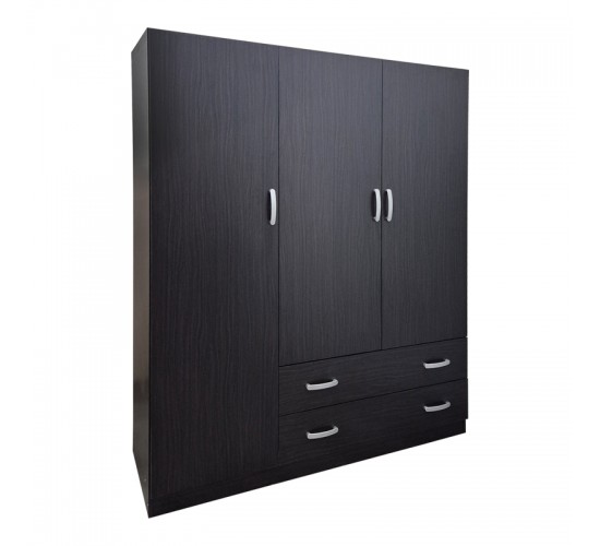 Ντουλάπα τρίφυλλη με 2 συρτάρια Alvia wenge150x51x180εκ Υλικό: 15mm Particle Board 383-000163