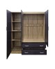 Ντουλάπα τρίφυλλη με 2 συρτάρια Alvia sonoma-ανθρακί 150x51x180εκ Υλικό: 15mm Particle Board 383-000164