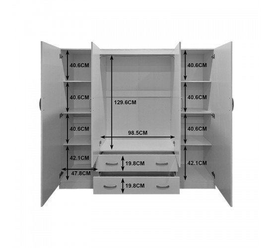 Ντουλάπα τετράφυλλη με 2 συρτάρια Alvia sonoma 200x51x180εκ Υλικό: 15mm Particle Board 383-000170