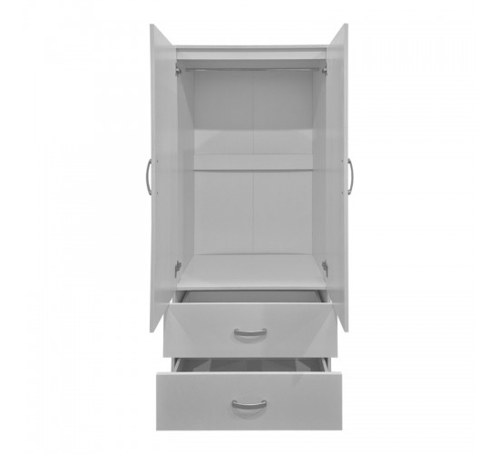 Ντουλάπα δίφυλλη με 2 συρτάρια Alvia λευκή 80x51.5x180εκ Υλικό: 15mm Particle Board 383-000173