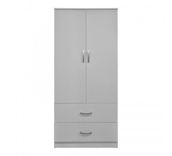 Ντουλάπα δίφυλλη με 2 συρτάρια Alvia λευκή 80x51.5x180εκ Υλικό: 15mm Particle Board 383-000173
