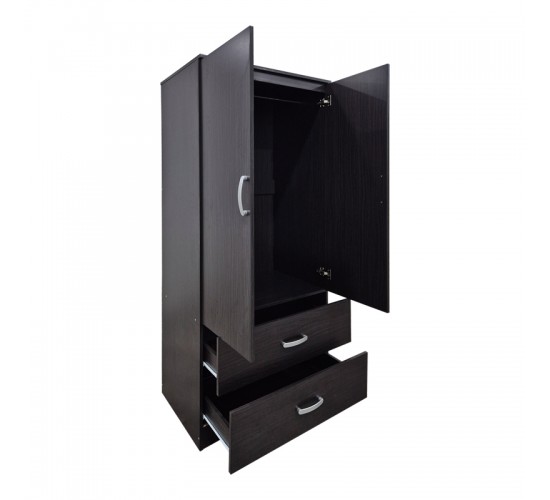 Ντουλάπα δίφυλλη με 2 συρτάρια Alvia wenge 80x51.5x180εκ Υλικό: 15mm Particle Board 383-000176