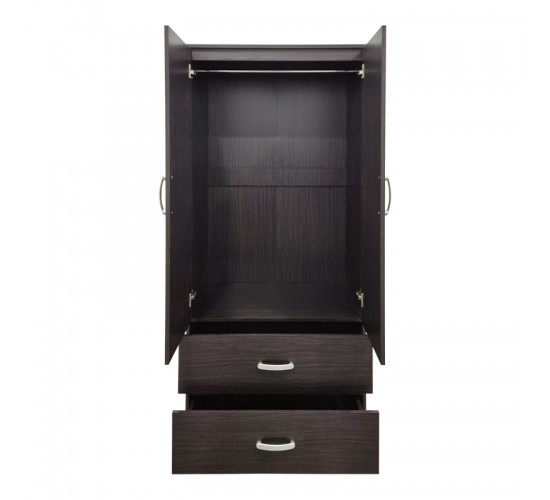 Ντουλάπα δίφυλλη με 2 συρτάρια Alvia wenge 80x51.5x180εκ Υλικό: 15mm Particle Board 383-000176