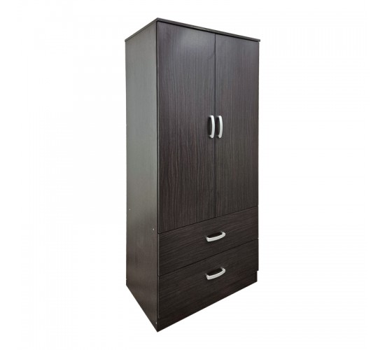 Ντουλάπα δίφυλλη με 2 συρτάρια Alvia wenge 80x51.5x180εκ Υλικό: 15mm Particle Board 383-000176