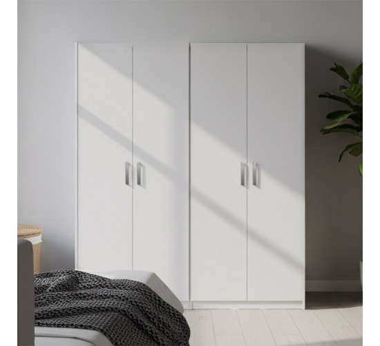 Ντουλάπα τετράφυλλη Lego Ι λευκή 160x42x180εκ Υλικό: 15mm Particle Board 383-000188