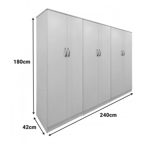 Ντουλάπα εξάφυλλη Lego ΙΙ λευκή 240x42x180εκ Υλικό: 15mm Particle Board 383-000189