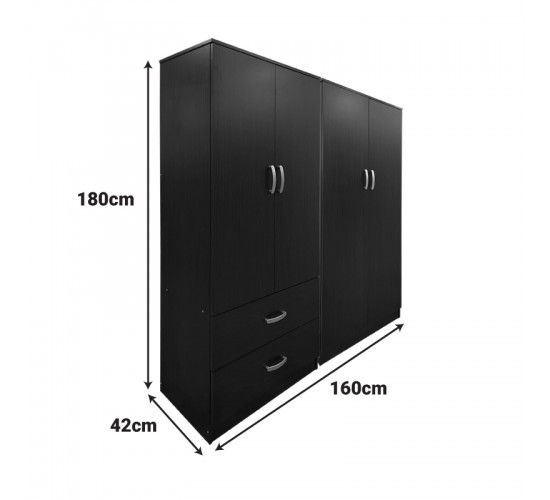 Ντουλάπα τετράφυλλη Lego wenge 160x42x180εκ Υλικό: 15mm Particle Board 383-000192