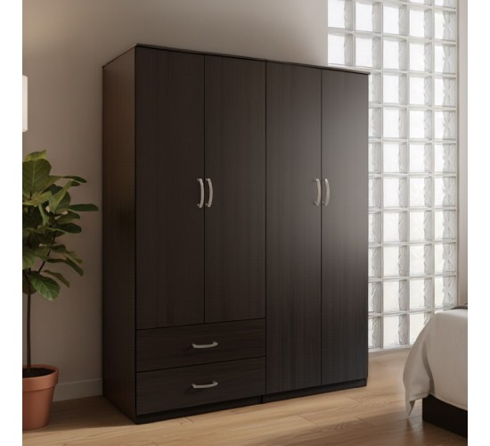 Ντουλάπα τετράφυλλη Lego wenge 160x42x180εκ Υλικό: 15mm Particle Board 383-000192