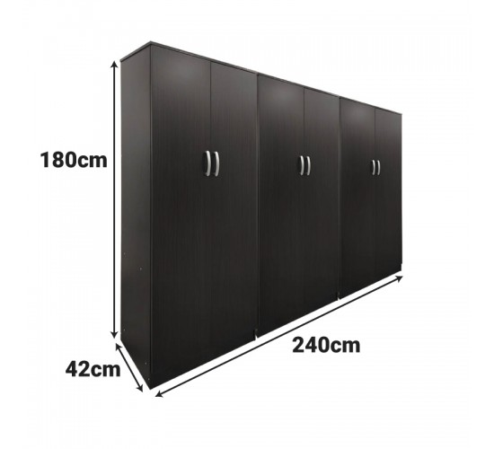 Ντουλάπα εξάφυλλη Lego wenge 240x42x180εκ Υλικό: 15mm Particle Board 383-000199