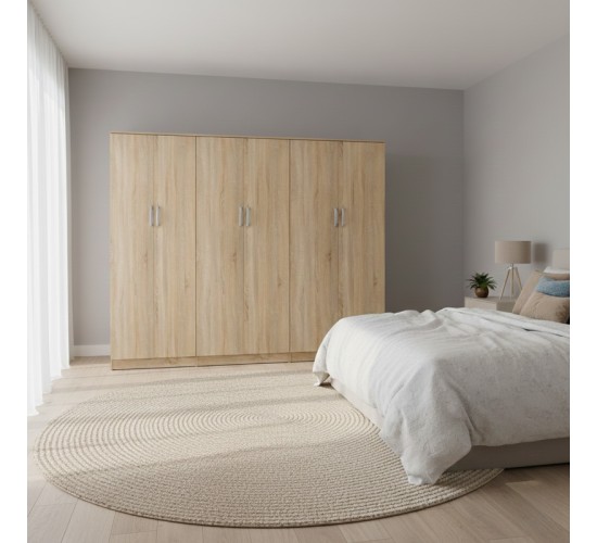 Ντουλάπα εξάφυλλη Lego ΙΙ sonoma 240x42x180εκ Υλικό: 15mm Particle Board 383-000212