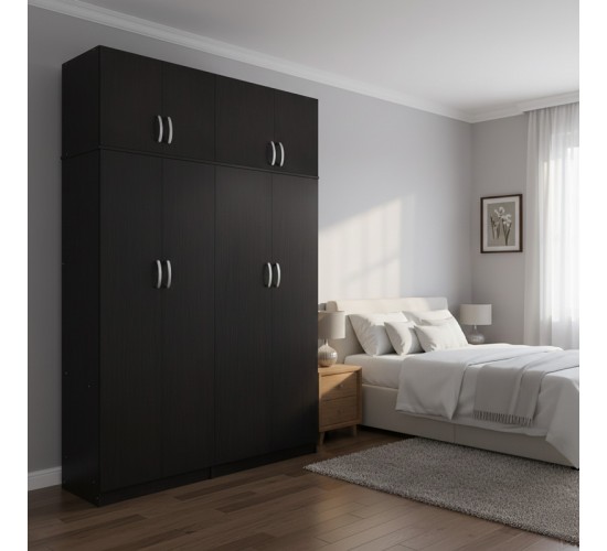 Ντουλάπα τετράφυλλη με πατάρι Lego Ι wenge 160x42x240εκ Υλικό: 15mm Particle Board 383-000257