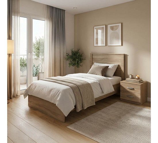 Σετ Κρεβατοκάμαρας Athos Sonoma με Κρεβάτι 90x190εκ Σετ 2τεμ Υλικό: 15mm Particle Board 383-000290