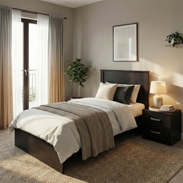 Σετ Κρεβατοκάμαρας Athos Wenge με Κρεβάτι 90x190εκ Σετ 2τεμ Υλικό: 15mm Particle Board 383-000291