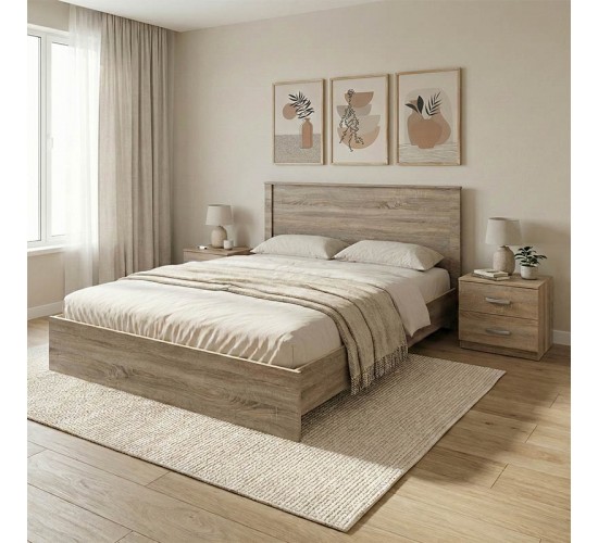 Σετ Κρεβατοκάμαρας Athos Sonoma με Κρεβάτι 140x200εκ Σετ 3τεμ Υλικό: Particle Board 383-000300