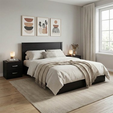 Σετ Κρεβατοκάμαρας Athos Wenge με Κρεβάτι 140x200εκ Σετ 3τεμ Υλικό: Particle Board 383-000301