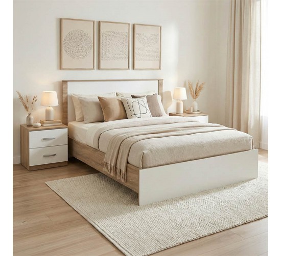 Σετ Κρεβατοκάμαρας Athos Sonoma Λευκό με Κρεβάτι 140x200εκ Σετ 3τεμ Υλικό: Particle Board 383-000304