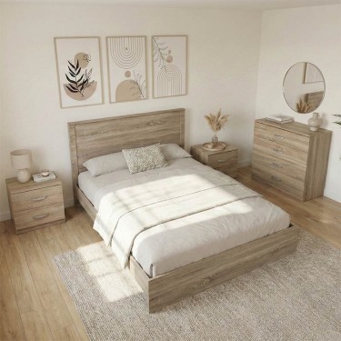 Σετ Κρεβατοκάμαρας Athos Sonoma με Κρεβάτι 140x200εκ Σετ 4τεμ Υλικό: Particle Board 383-000305