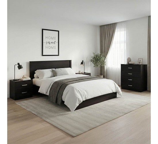 Σετ Κρεβατοκάμαρας Athos Wenge με Κρεβάτι 140x200εκ Σετ 4τεμ Υλικό: Particle Board 383-000306