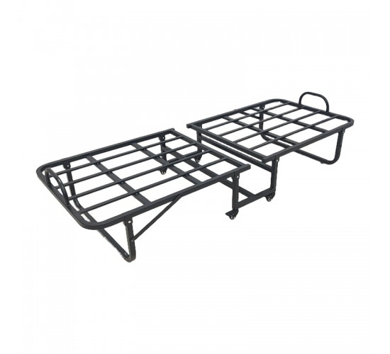 Κρεβάτι πτυσσόμενο με στρώμα Kamu σε μαύρη απόχρωση 75x190εκ Υλικό: METAL 386-000003