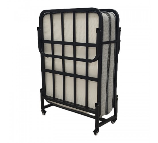 Κρεβάτι πτυσσόμενο με στρώμα Kamu σε μαύρη απόχρωση 75x190εκ Υλικό: METAL 386-000003