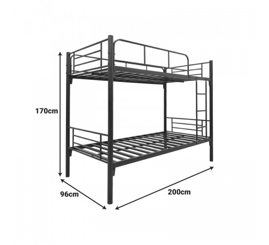 Κρεβάτι-κουκέτα Belit μεταλλικό σε μαύρη απόχρωση 90x190εκ Υλικό: METAL 386-000004