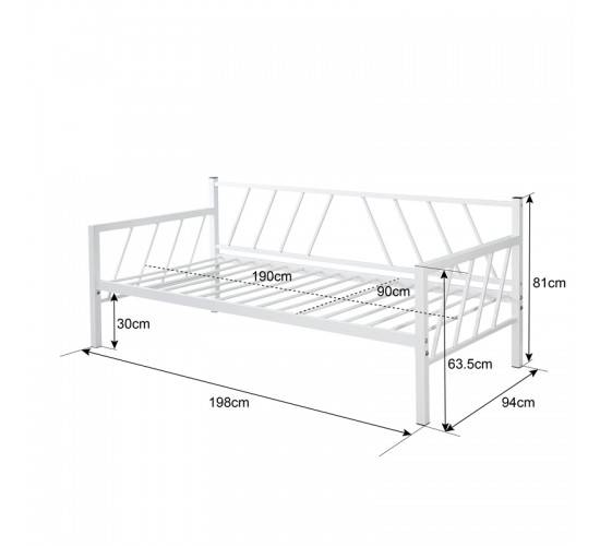 Κρεβάτι-Καναπές Remmie μέταλλο λευκό 90x190εκ Υλικό: METAL 386-000007