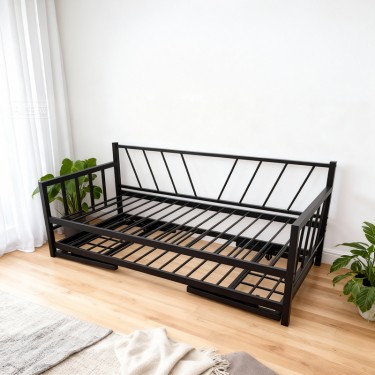 Κρεβάτι-Καναπές Remmie μέταλλο μαύρο 90x190εκ Υλικό: METAL 386-000008