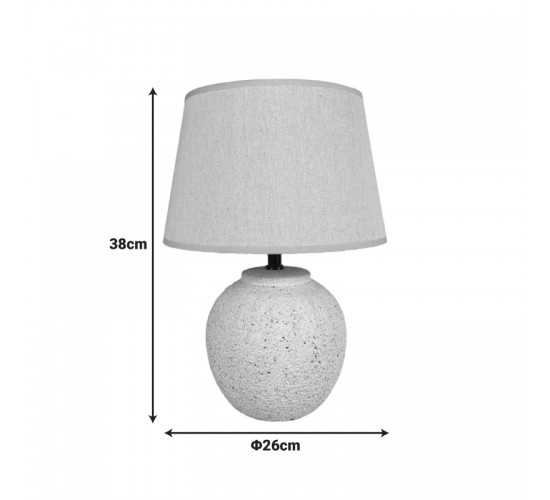 Επιτραπέζιο φωτιστικό Lurata Inart Ε27 κεραμικό σε γκρι antique-μπεζ απόχρωση Φ26x38εκ Υλικό: LINEN - CERAMIC 387-000003