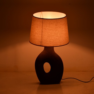 Επιτραπέζιο φωτιστικό Ovola Inart Ε27 κεραμικό σε γκρι antique-μπεζ απόχρωση Φ30x52εκ Υλικό: LINEN - CERAMIC 387-000006