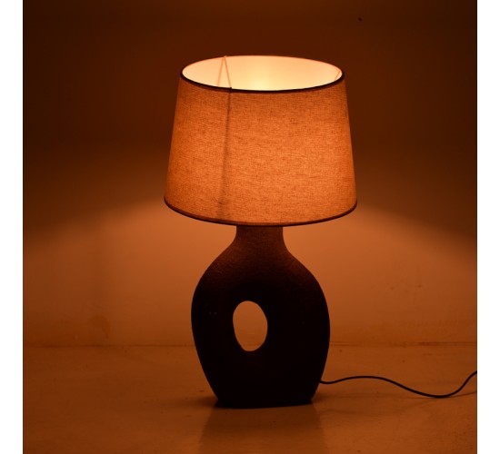 Επιτραπέζιο φωτιστικό Ovola Inart Ε27 κεραμικό σε γκρι antique-μπεζ απόχρωση Φ30x52εκ Υλικό: LINEN - CERAMIC 387-000006