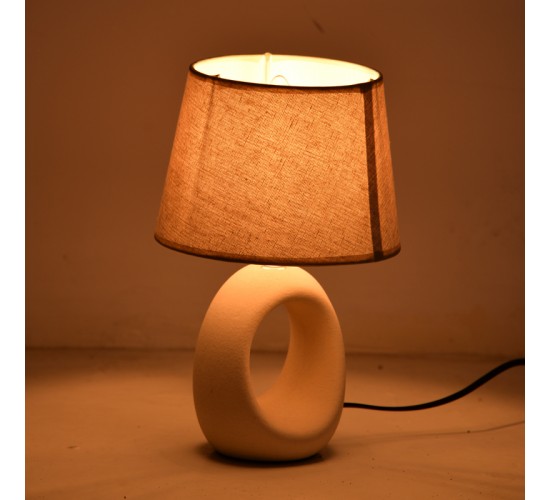 Επιτραπέζιο φωτιστικό Collie Inart Ε14 κεραμικό σε μπεζ απόχρωση Φ18x29εκ Υλικό: LINEN - CERAMIC 387-000010