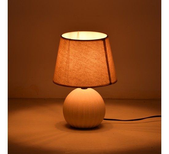 Επιτραπέζιο φωτιστικό Melanie Inart Ε14 κεραμικό σε μπεζ απόχρωση Φ22x30εκ Υλικό: LINEN - CERAMIC 387-000013