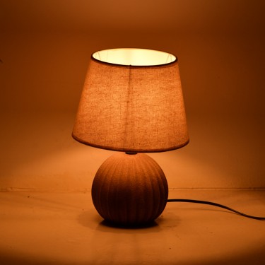 Επιτραπέζιο φωτιστικό Melanie Inart Ε14 κεραμικό σε γκρι antique- μπεζ απόχρωση Φ22x30εκ Υλικό: LINEN - CERAMIC 387-000015