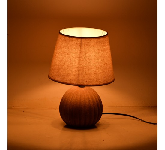 Επιτραπέζιο φωτιστικό Melanie Inart Ε14 κεραμικό σε γκρι antique- μπεζ απόχρωση Φ22x30εκ Υλικό: LINEN - CERAMIC 387-000015