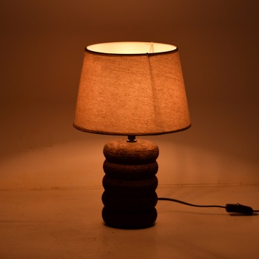 Επιτραπέζιο φωτιστικό Graike Inart Ε27 κεραμικό σε γκρι antique-μπεζ απόχρωση Φ26x37εκ Υλικό: LINEN - CERAMIC 387-000021