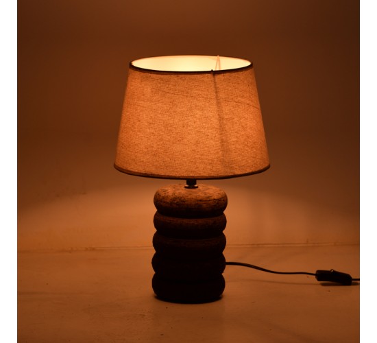 Επιτραπέζιο φωτιστικό Graike Inart Ε27 κεραμικό σε γκρι antique-μπεζ απόχρωση Φ26x37εκ Υλικό: LINEN - CERAMIC 387-000021