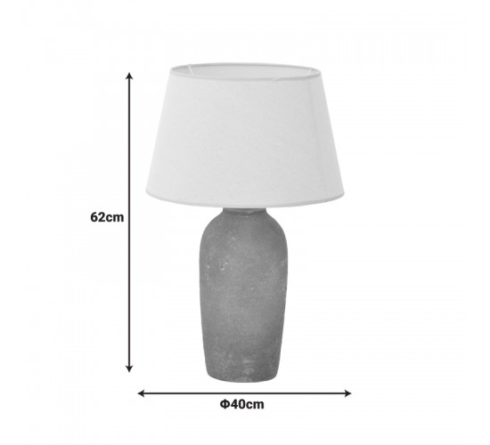 Επιτραπέζιο φωτιστικό Barout Inart Ε27 κεραμικό σε γκρι antique- μπεζ απόχρωση Φ40x62εκ Υλικό: LINEN - CERAMIC 387-000023